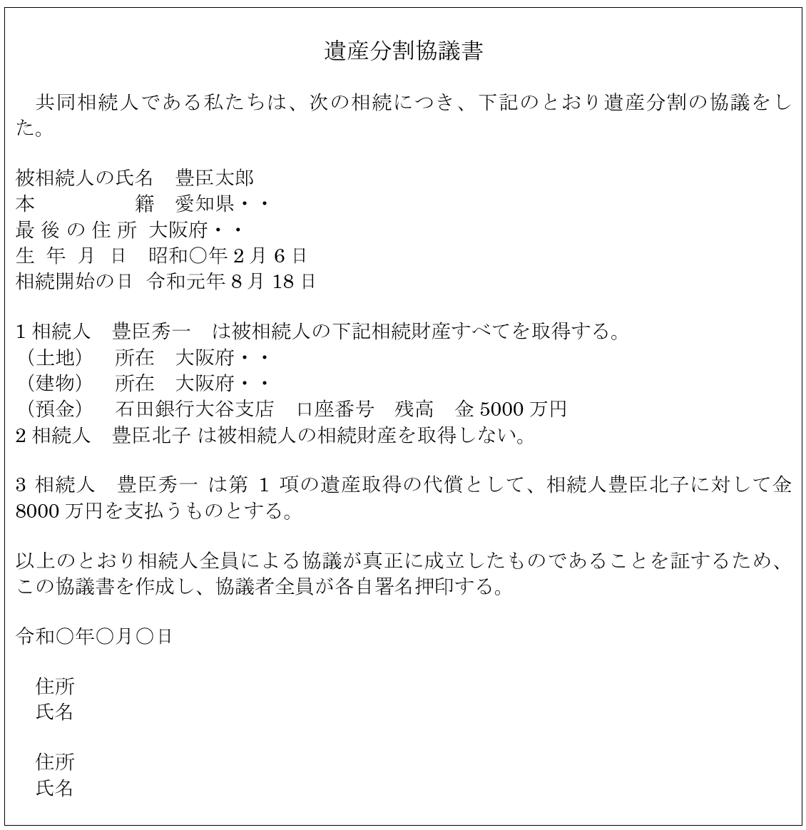 遺産分割協議書の書き方 作成例あり Dosuru